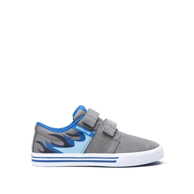 Supra STACKS II VULC VELCRO Sneaker Low Kinder Grau / Blau Lagerverkauf KSVWB8567